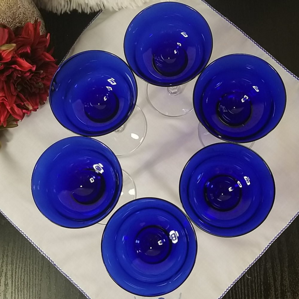 Louie Glass Colbalt Champagne Glasses - Picture 2 of 10